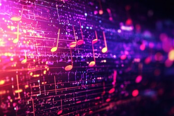 Obraz premium Artistic representation of music notes in purple hues.
