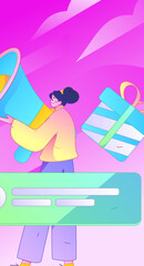 Invite friends to conduct questionnaire flat vector concept operation hand drawn illustration
