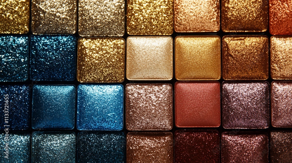 Poster A vibrant array of glittering square tiles in various colors.