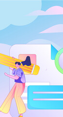 Invite friends to conduct questionnaire flat vector concept operation hand drawn illustration
