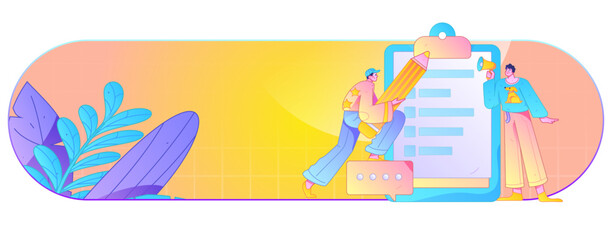 Invite friends to conduct questionnaire flat vector concept operation hand drawn illustration
