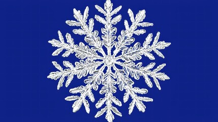 Intricate Snowflake Design on Blue Background for Winter Decor