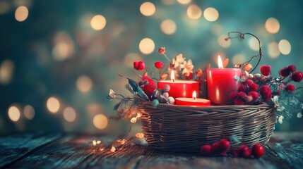 Cozy Candle Arrangement with Decorative Elements and Soft Lighting