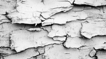 Obraz premium Weathered white wood with cracked texture showcasing natural patterns and contrasts