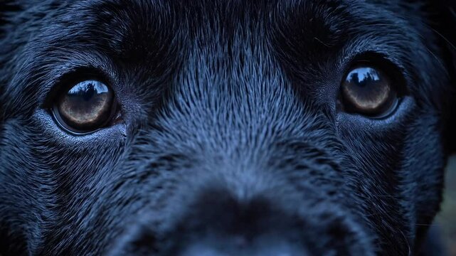 Medium to Large Breed Dog, Dark Coated Wolfhound Lookalike, Dusk or Low Light Conditions, Expressive Canine Face for Pet Care Advertisements and Emotional Pet Imagery