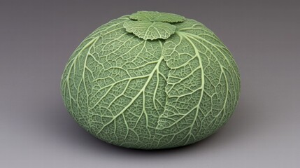 Obraz premium Detailed View of a Green Cabbage with Intricate Leaf Patterns