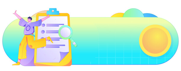 Obraz premium Invite friends to conduct questionnaire flat vector concept operation hand drawn illustration 
