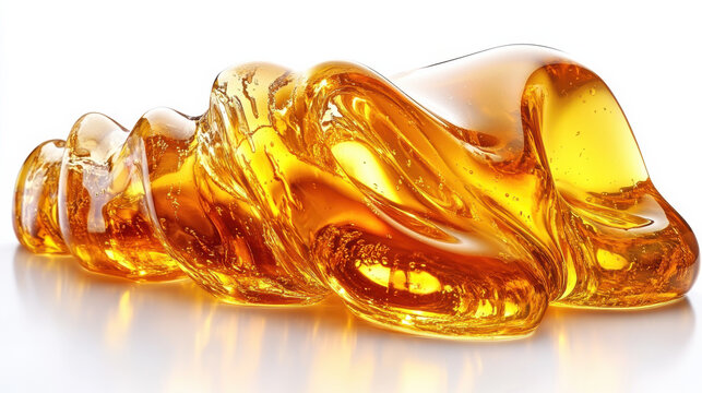 smooth, amber colored caramel candy with glossy finish, showcasing its unique wavy shape and texture. Perfect for sweet treats and desserts