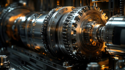 Obraz premium Close-up of intricate mechanical components showcasing precision engineering.