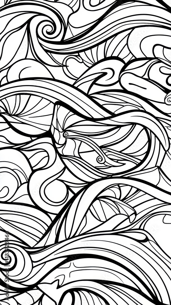Poster abstract black and white wave pattern.
