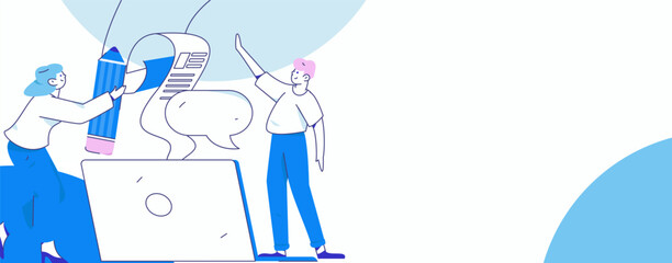 Invite friends to conduct questionnaire flat vector concept operation hand drawn illustration
