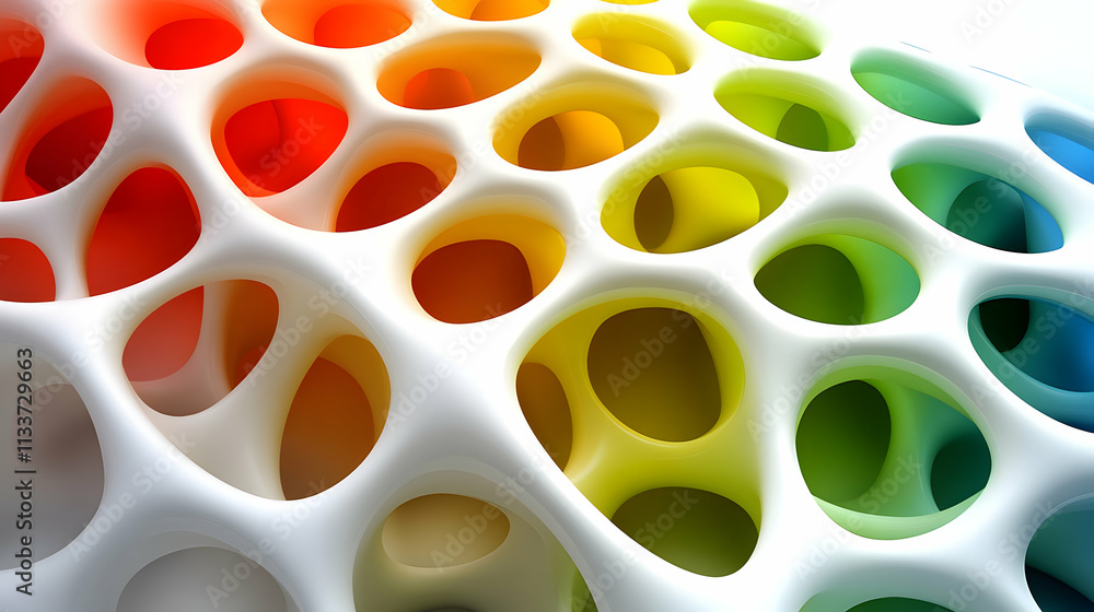 Aufkleber abstract colorful organic structure, interlocking cells forming a vibrant, gradient pattern, showcas