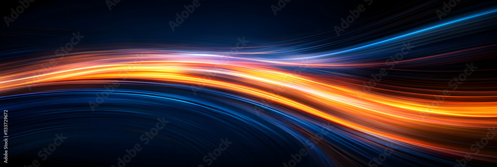 Poster dynamic abstract art, energy streams flowing elegantly across a dark canvas, creating a visually stu