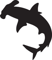 hammerhead shark logo silhouette design vector art illustration.