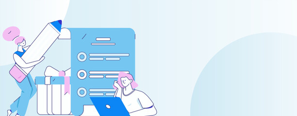 Invite friends to conduct questionnaire flat vector concept operation hand drawn illustration
