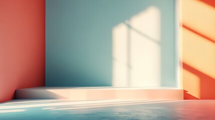 A room with a blue wall