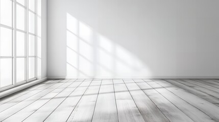 柔らかな日差しが差し込むナチュラルな木目調フローリングの空間 | Natural wood flooring bathed in soft sunlight