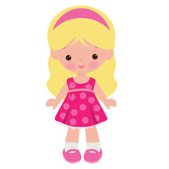 Cute little summer girl vector cartoon illustration
