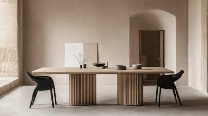 Minimalist Dining Room Design with Elegant Wooden Table and Chairs