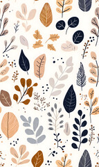 floral flower and leaf elements modern doodle illustrator seamless pattern for wallpaper or background