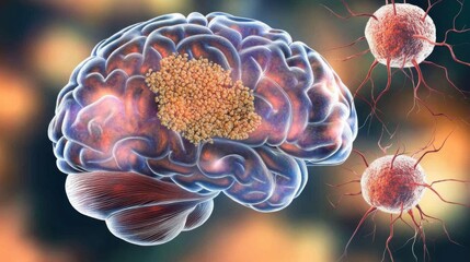 Close-up of human brain showing plaques. Understanding the complexities of neurological conditions through detailed anatomical study