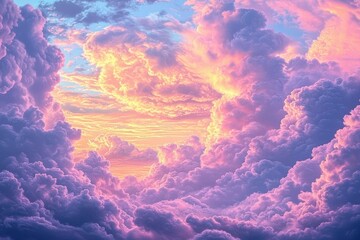 Ethereal light dancing through whimsical cloud formations.