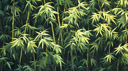 Fototapeta premium Overhead shot of a dense bamboo thicket in the heart of a tropical rainforest environment, forest, overhead view. Thicket. Illustration