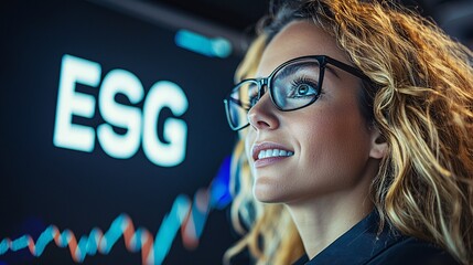 Professional woman focused on ESG investment strategies