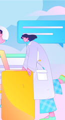 Medical characters fighting the epidemic flat vector concept operation hand drawn illustration
