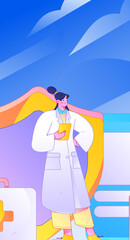 Medical characters fighting the epidemic flat vector concept operation hand drawn illustration
