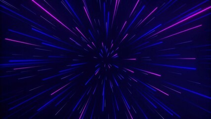 Fototapeta premium Abstract tunnel of a multicolor spectrum background. Bright rays of neon light and colorful glowing lines moving speed through the dark. 3d render 