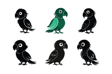 baby parrot silhouette vector illustration