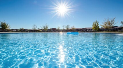 Obraz premium Bright Sunny Day Reflected on Calm Swimming Pool Water Surface