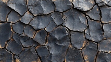 Cracked Black Rock with Gold Accents