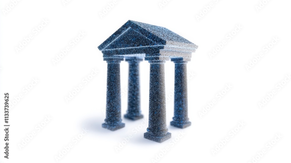 Poster ancient greek temple columns 3d render architecture design blueprint