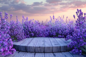 Premium Quality Picture of Lavender Field Podium for Beauty Products and Nature Display