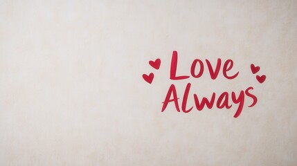 Romantic Love Always Message Hearts Beige Background Valentines Day