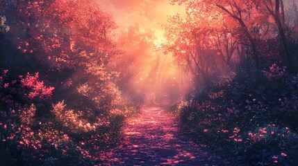 Obraz premium Enchanted Forest Path: A Dreamlike Landscape