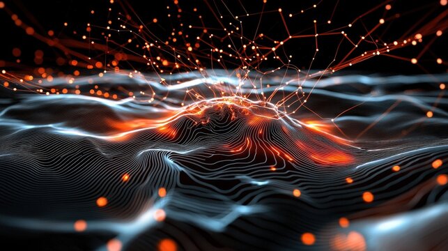 A dynamic energy grid glowing brightly across a 3D topographical map.
