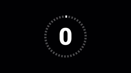   Circle countdown timer five second animation from 05 to 0 seconds on transparent background with alpha channel, 05 second countdown timer, Countdown video

