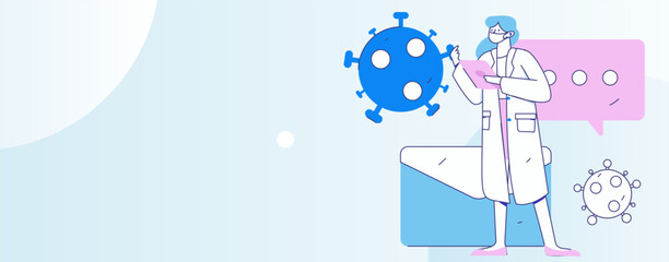 Medical characters fighting the epidemic flat vector concept operation hand drawn illustration
