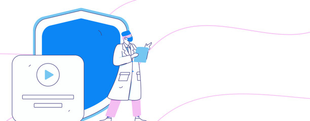 Medical characters fighting the epidemic flat vector concept operation hand drawn illustration
