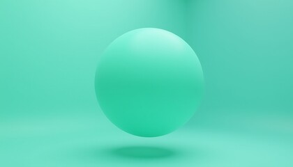 Aqua Green Sphere Abstract Background 3D Render Minimalist Design