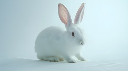 Obraz premium 48. A beautiful white jackrabbit sitting calmly on a pristine white surface
