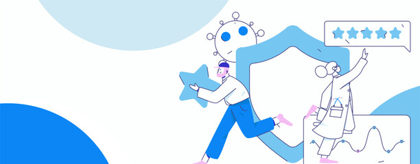 Medical characters fighting the epidemic flat vector concept operation hand drawn illustration
