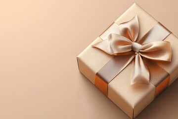 Obraz premium A beautifully wrapped gift box with a satin ribbon, perfect for celebrations.