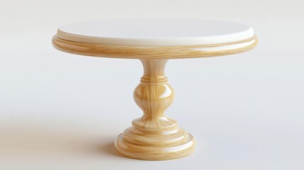 Elegant white wooden cake and dessert stand with a single leg.