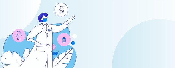 Medical characters fighting the epidemic flat vector concept operation hand drawn illustration
