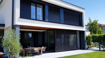 Fototapeta premium The benefits of installing aluminum electric roller shutters in modern homes.