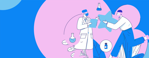 Medical characters fighting the epidemic flat vector concept operation hand drawn illustration
